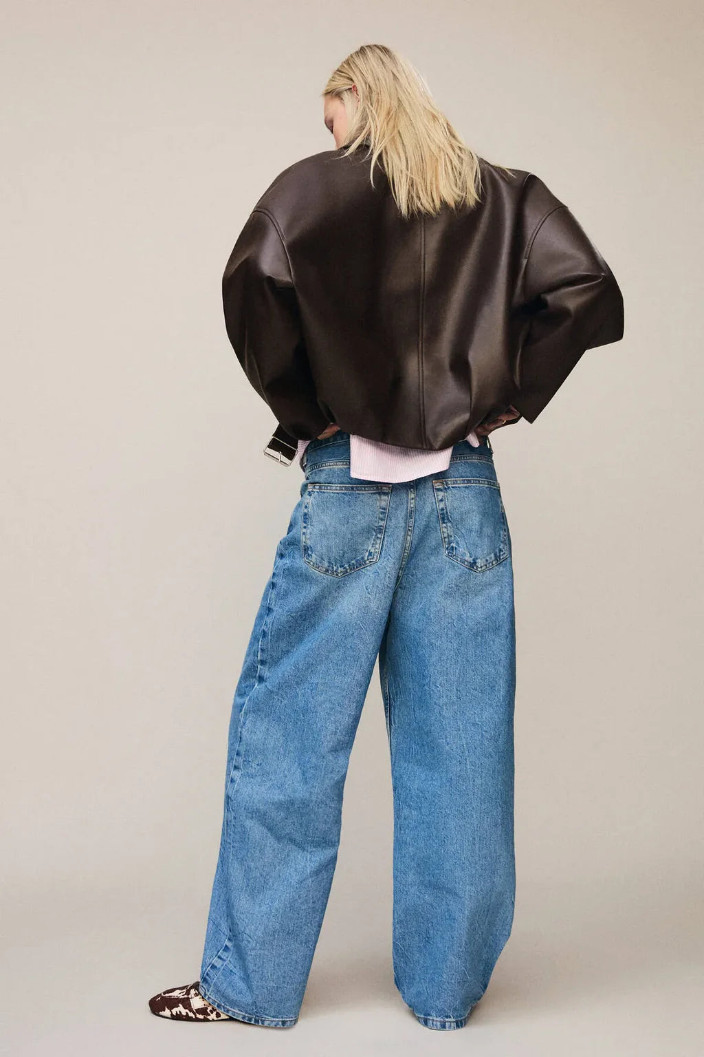Lina – Oversize Lederjacke