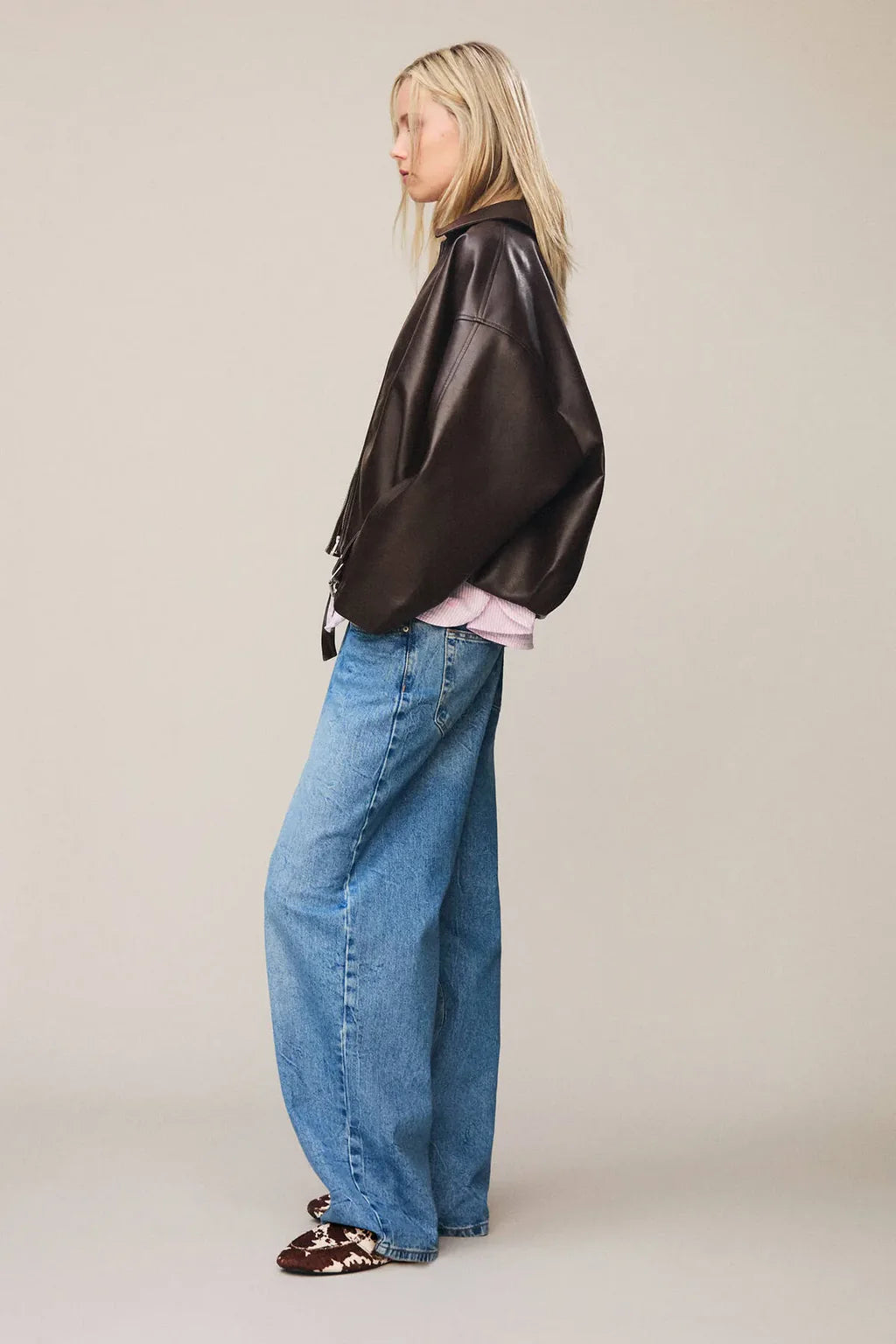 Lina – Oversize Lederjacke