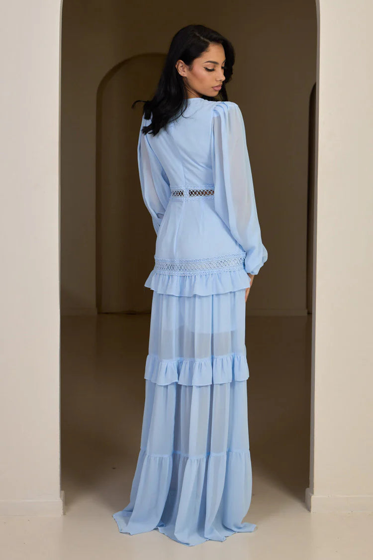Premium Maxikleid mit Rüschen und Spitze