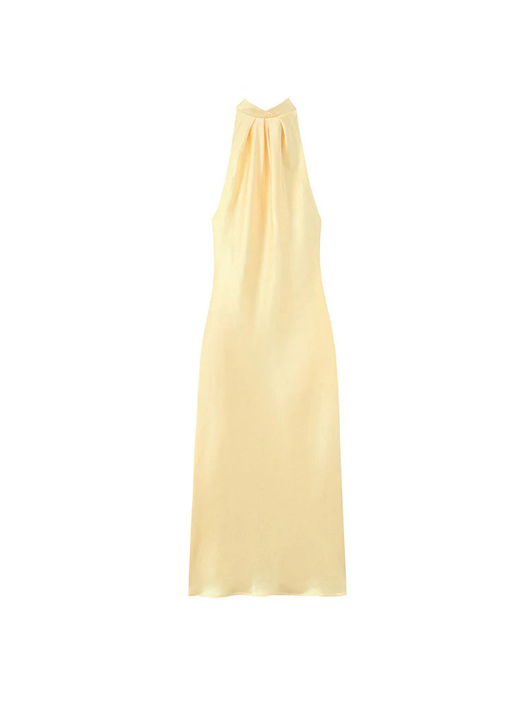 Satin Neckholder-Maxikleid