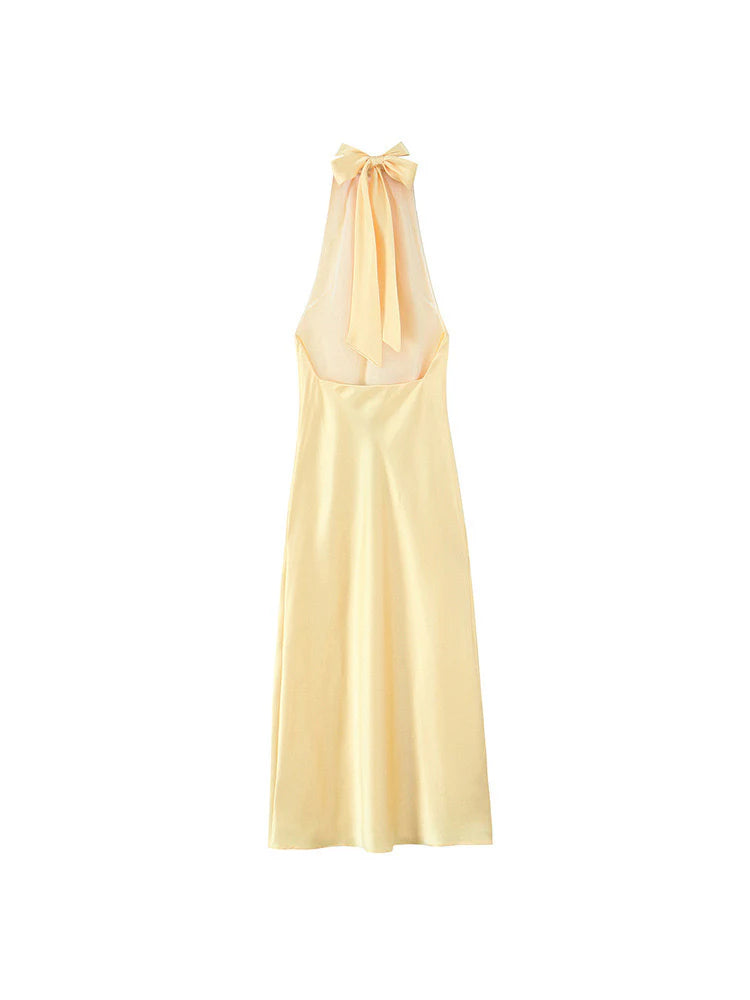 Satin Neckholder-Maxikleid