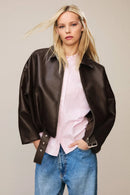 Lina – Oversize Lederjacke