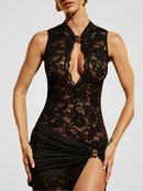 Mira - Feminines Spitzenkleid mit Schlitz