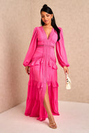 Premium Maxikleid mit Rüschen und Spitze