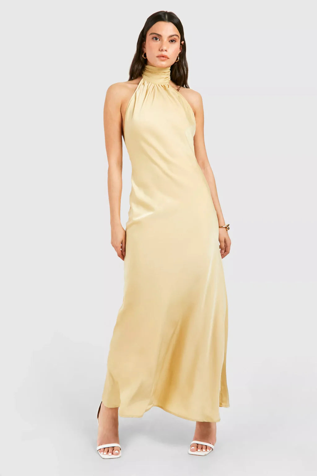 Satin Neckholder-Maxikleid