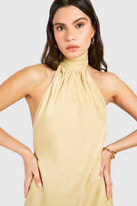Satin Neckholder-Maxikleid