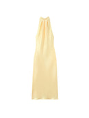 Satin Neckholder-Maxikleid